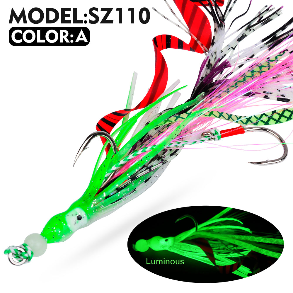 KATYUSHA Squid Skirt Lure, 7g/ 17cm, 15#/ 18# Hook, 5 Colors Available, Luminous Bead Head, for Saltwater & Freshwater