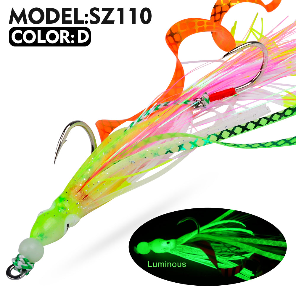 KATYUSHA Squid Skirt Lure, 7g/ 17cm, 15#/ 18# Hook, 5 Colors Available, Luminous Bead Head, for Saltwater & Freshwater