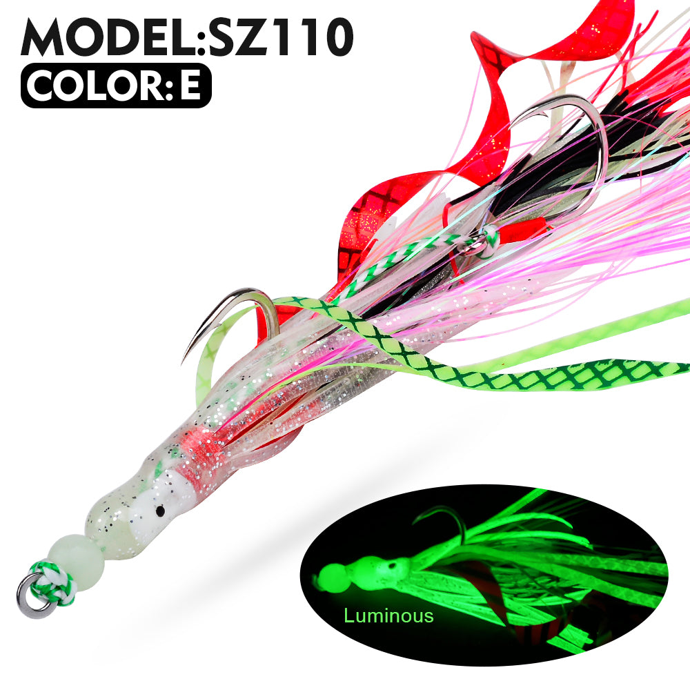 KATYUSHA Squid Skirt Lure, 7g/ 17cm, 15#/ 18# Hook, 5 Colors Available, Luminous Bead Head, for Saltwater & Freshwater