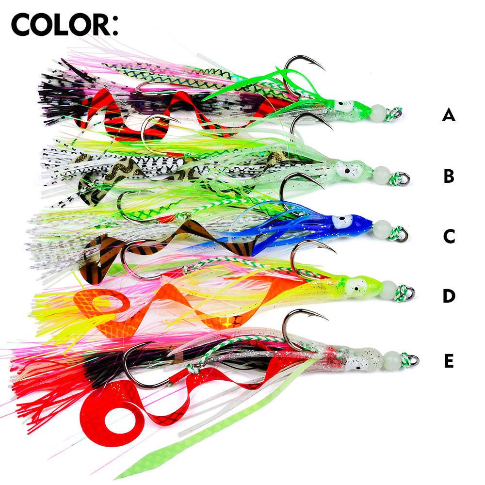 KATYUSHA Squid Skirt Lure, 7g/ 17cm, 15#/ 18# Hook, 5 Colors Available, Luminous Bead Head, for Saltwater & Freshwater