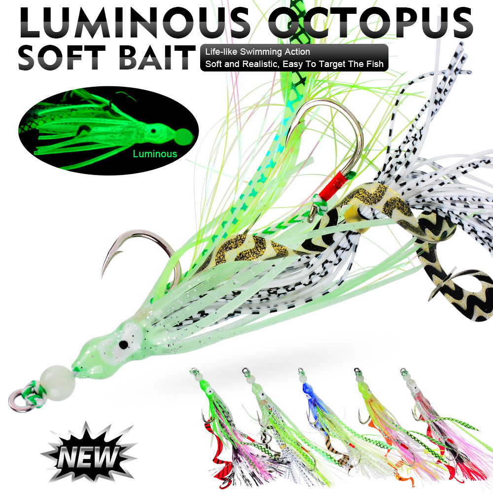 KATYUSHA Squid Skirt Lure, 7g/ 17cm, 15#/ 18# Hook, 5 Colors Available, Luminous Bead Head, for Saltwater & Freshwater