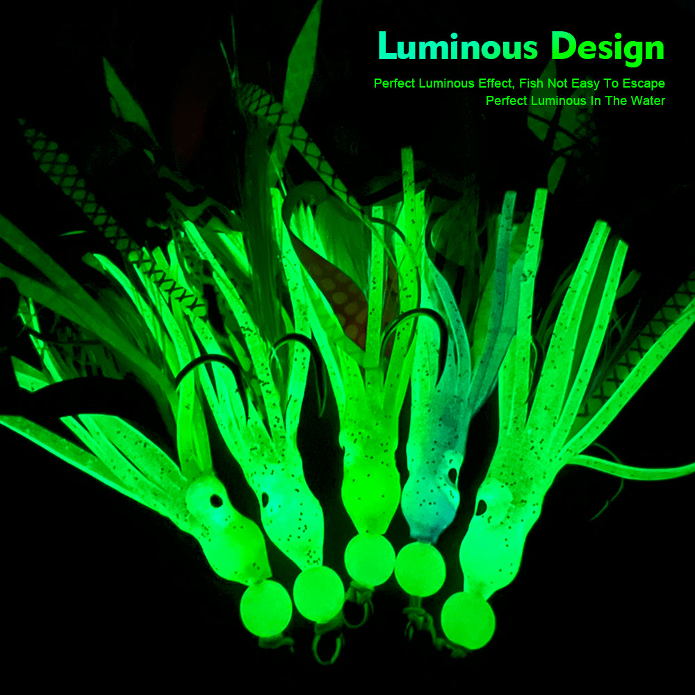 KATYUSHA Squid Skirt Lure, 7g/ 17cm, 15#/ 18# Hook, 5 Colors Available, Luminous Bead Head, for Saltwater & Freshwater