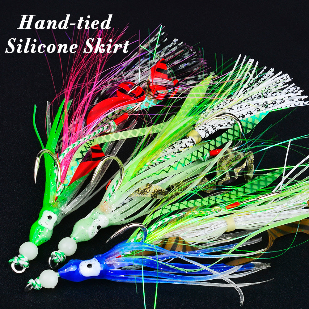 KATYUSHA Squid Skirt Lure, 7g/ 17cm, 15#/ 18# Hook, 5 Colors Available, Luminous Bead Head, for Saltwater & Freshwater