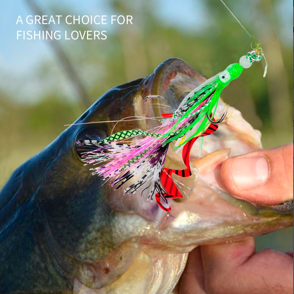KATYUSHA Squid Skirt Lure, 7g/ 17cm, 15#/ 18# Hook, 5 Colors Available, Luminous Bead Head, for Saltwater & Freshwater