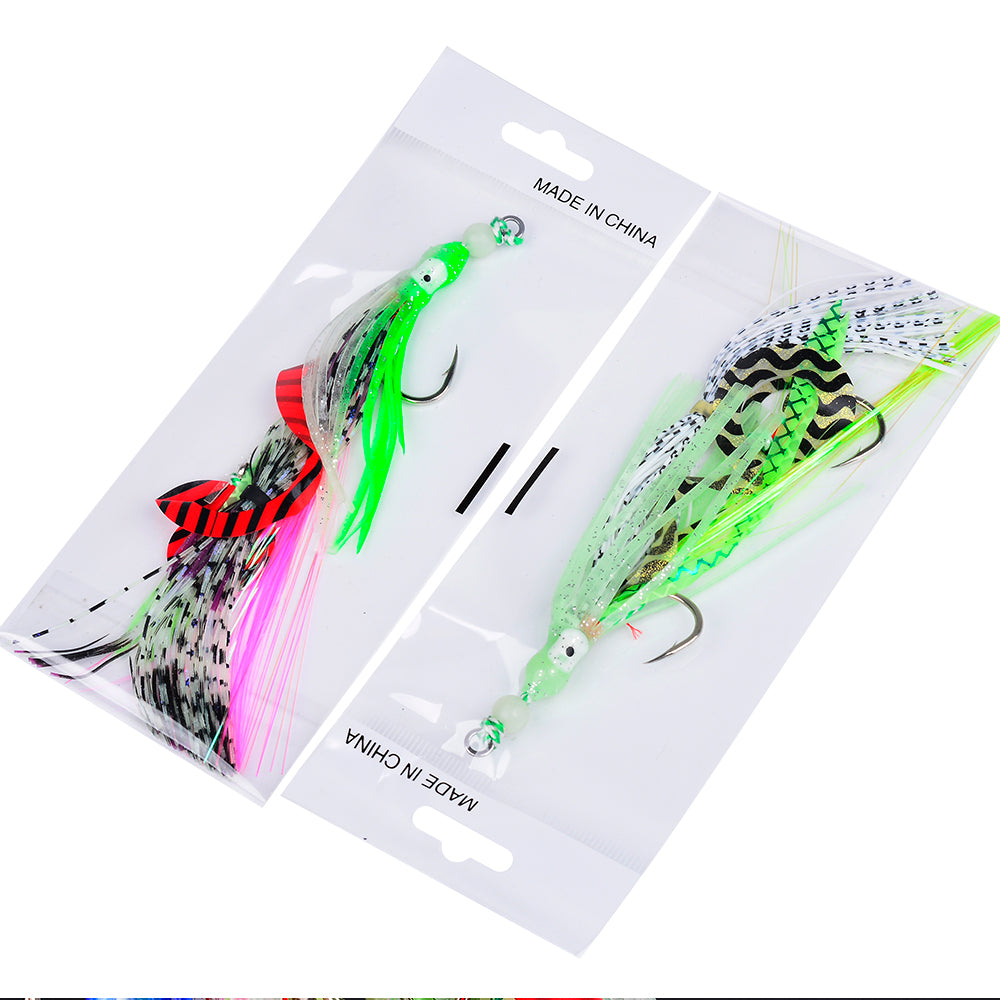 KATYUSHA Squid Skirt Lure, 7g/ 17cm, 15#/ 18# Hook, 5 Colors Available, Luminous Bead Head, for Saltwater & Freshwater
