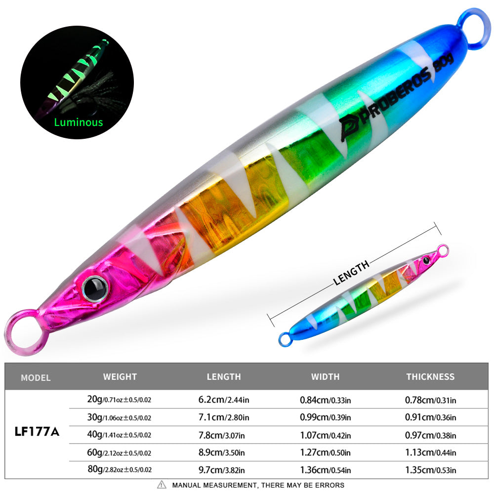 KATYUSHA Metal Jig Lure, 20g-80g, Multi-Color Holographic Fish Design. Saltwater Vertical Jigging Bait, 3D Eye & Scale Pattern