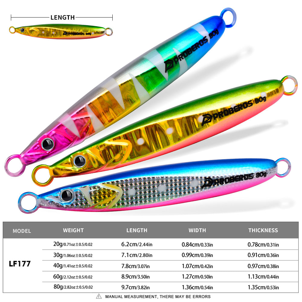 KATYUSHA Metal Jig Lure, 20g-80g, Multi-Color Holographic Fish Design. Saltwater Vertical Jigging Bait, 3D Eye & Scale Pattern