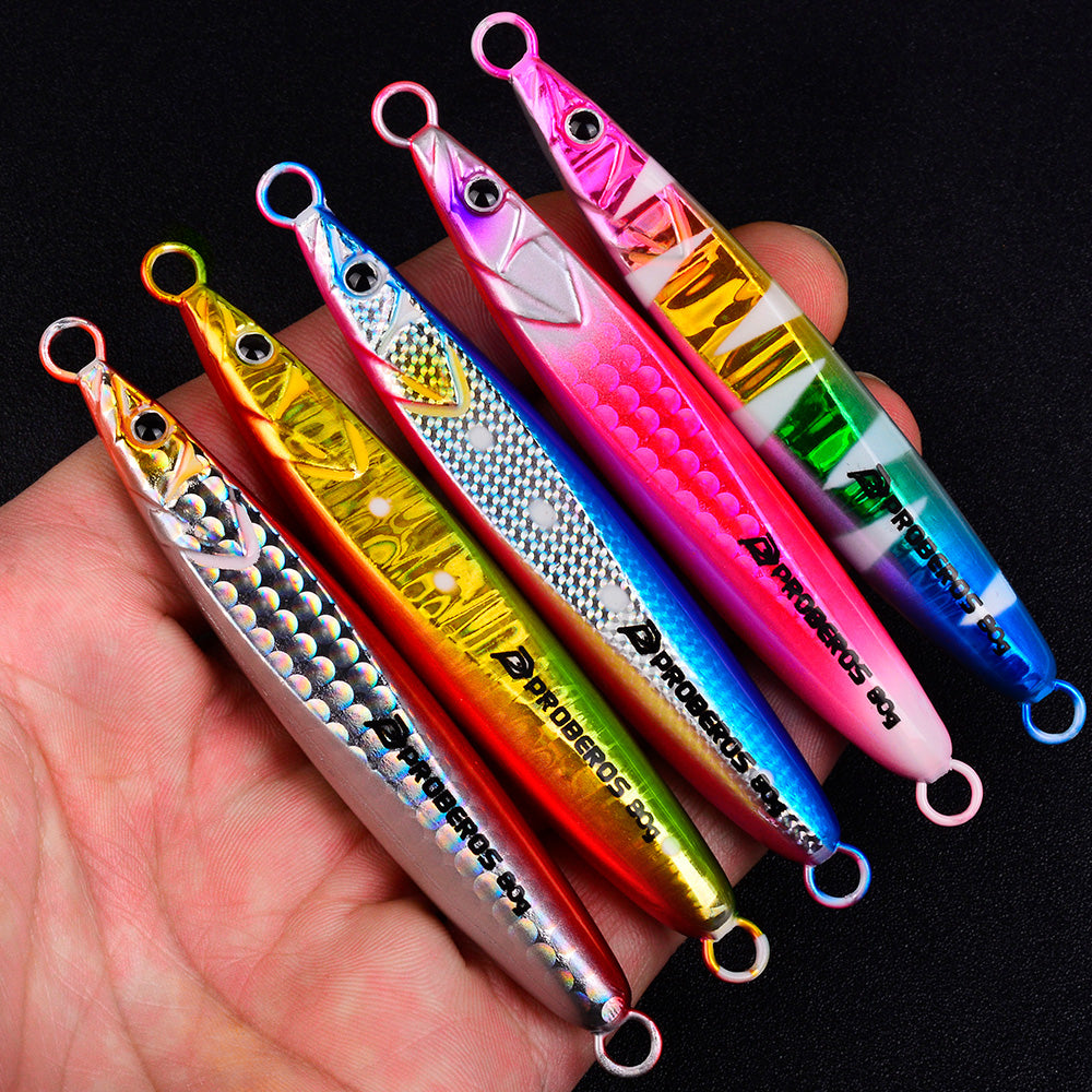KATYUSHA Metal Jig Lure, 20g-80g, Multi-Color Holographic Fish Design. Saltwater Vertical Jigging Bait, 3D Eye & Scale Pattern