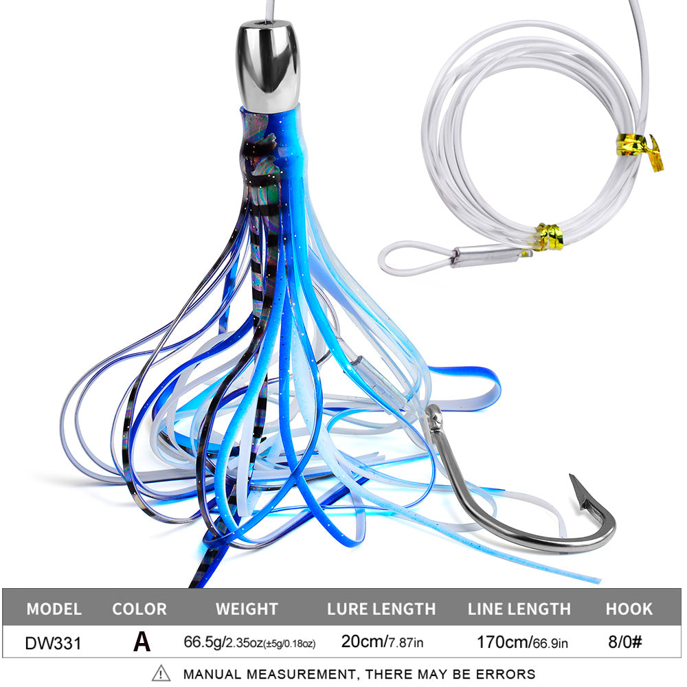 KATYUSHA Squid Trolling Lure, 66.5g, 20cm, with 8/ 0# Hook & 170cm Leader