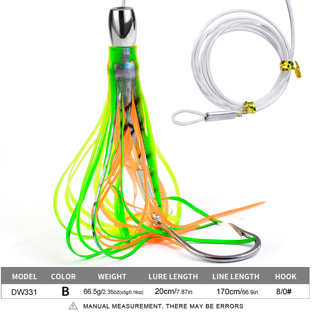 KATYUSHA Squid Trolling Lure, 66.5g, 20cm, with 8/ 0# Hook & 170cm Leader