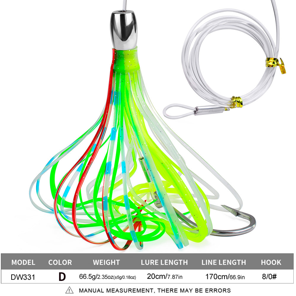 KATYUSHA Squid Trolling Lure, 66.5g, 20cm, with 8/ 0# Hook & 170cm Leader