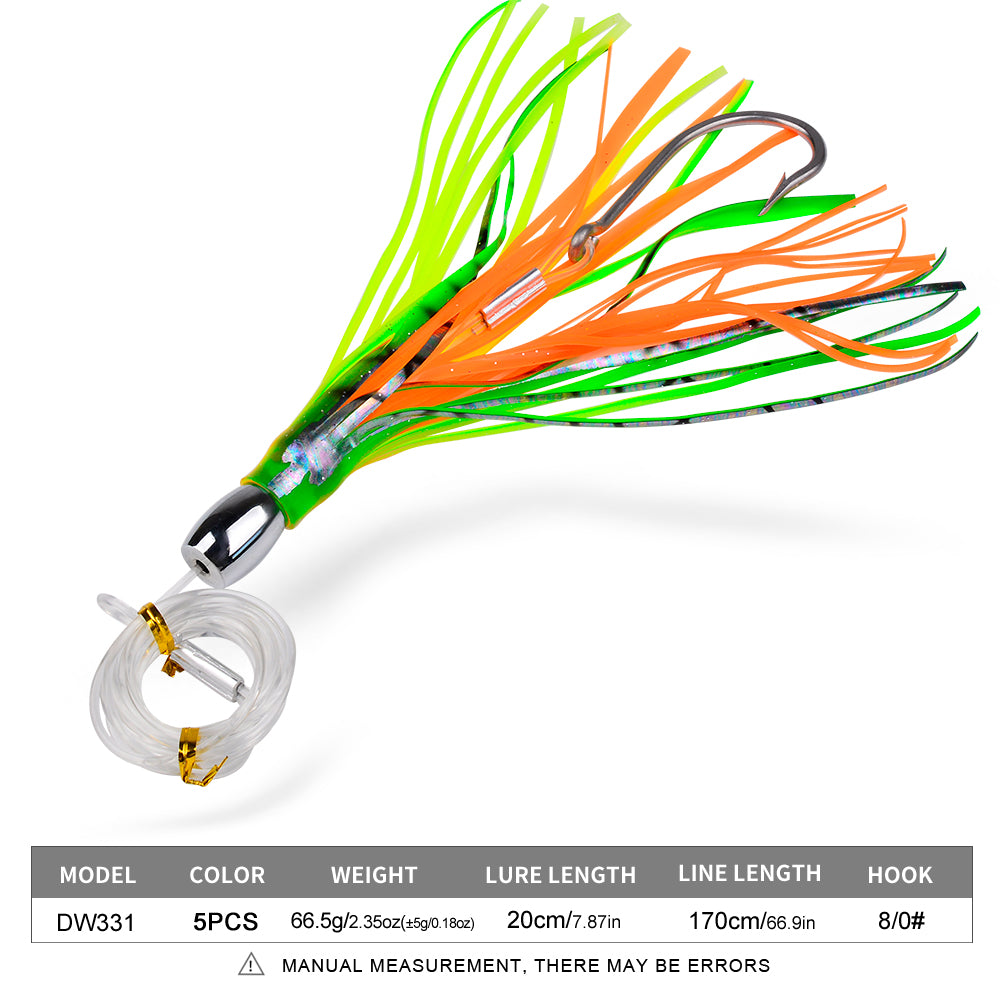 KATYUSHA Squid Trolling Lure, 66.5g, 20cm, with 8/ 0# Hook & 170cm Leader