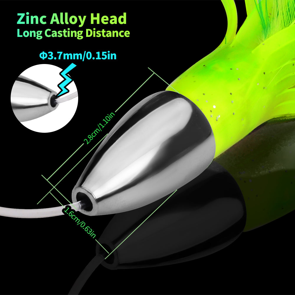 KATYUSHA Squid Trolling Lure, 48g/ 15cm, Pre-Rigged with 6/ 0# Hook & 170cm Leader, Fluorescent Green Squid Trolling Bait