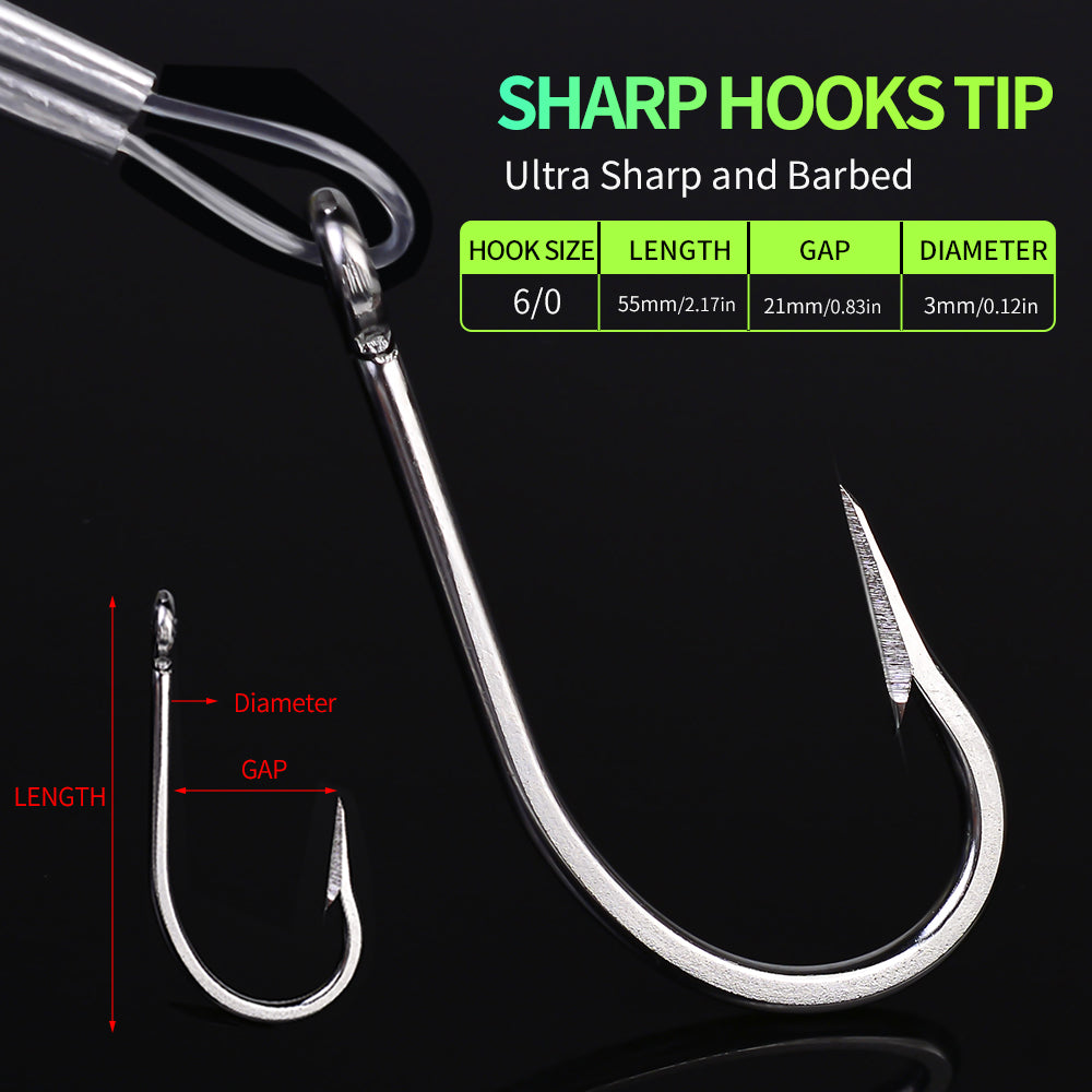 KATYUSHA Squid Trolling Lure, 48g/ 15cm, Pre-Rigged with 6/ 0# Hook & 170cm Leader, Fluorescent Green Squid Trolling Bait