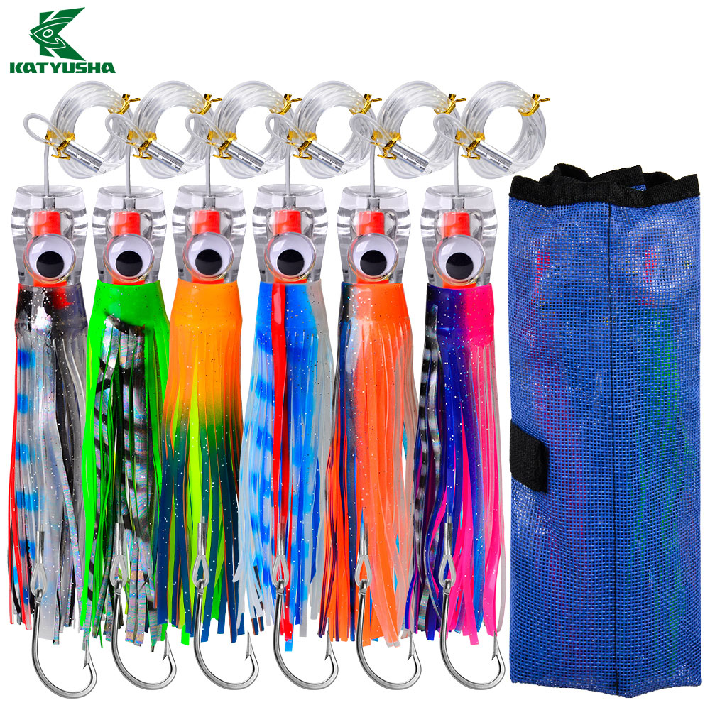 KATYUSHA Trolling Lure Set for Big Game Deep Sea Fishing 6/ 6.7/ 8.7/ 9 inch Trolling Lure Set (6Pcs/ Set with Net Bag)