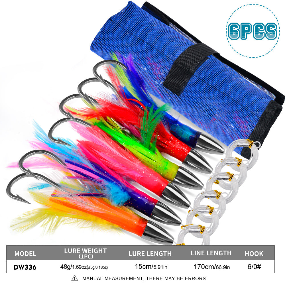 KATYUSHA Trolling Lure Set for Big Game Deep Sea Fishing 6/ 6.7/ 8.7/ 9 inch Trolling Lure Set (6Pcs/ Set with Net Bag)