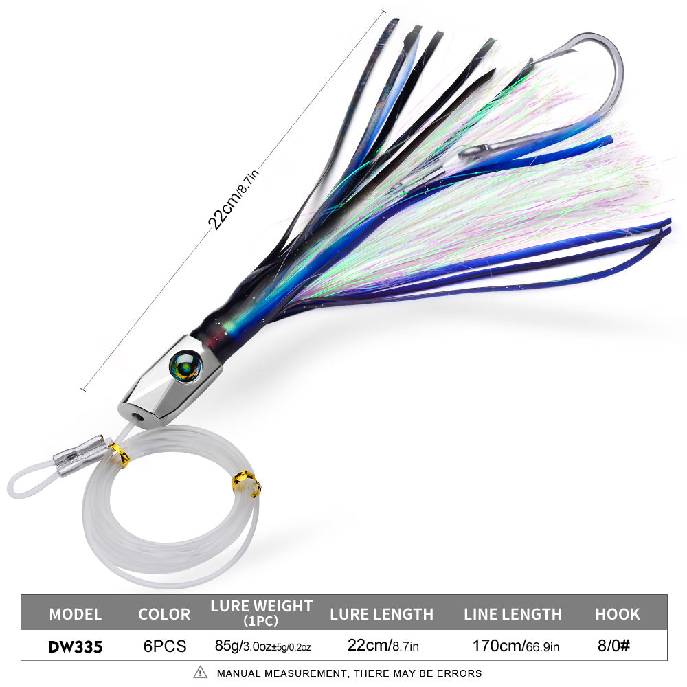 KATYUSHA Trolling Lure Set for Big Game Deep Sea Fishing 6/ 6.7/ 8.7/ 9 inch Trolling Lure Set (6Pcs/ Set with Net Bag)