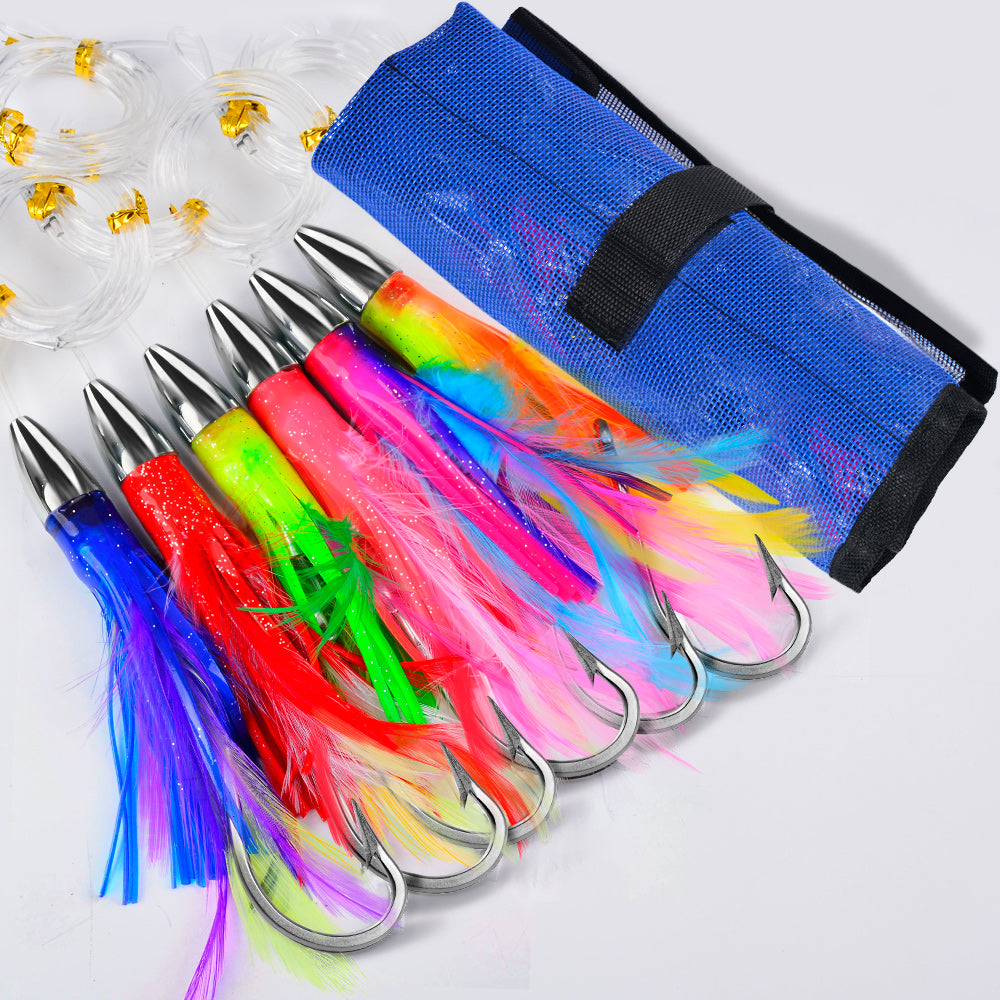 KATYUSHA Trolling Lure Set for Big Game Deep Sea Fishing 6/ 6.7/ 8.7/ 9 inch Trolling Lure Set (6Pcs/ Set with Net Bag)