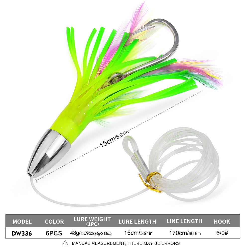 KATYUSHA Trolling Lure Set for Big Game Deep Sea Fishing 6/ 6.7/ 8.7/ 9 inch Trolling Lure Set (6Pcs/ Set with Net Bag)