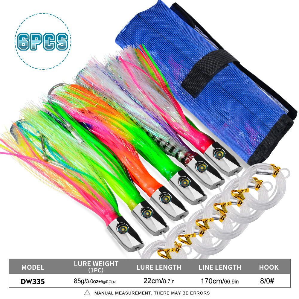 KATYUSHA Trolling Lure Set for Big Game Deep Sea Fishing 6/ 6.7/ 8.7/ 9 inch Trolling Lure Set (6Pcs/ Set with Net Bag)
