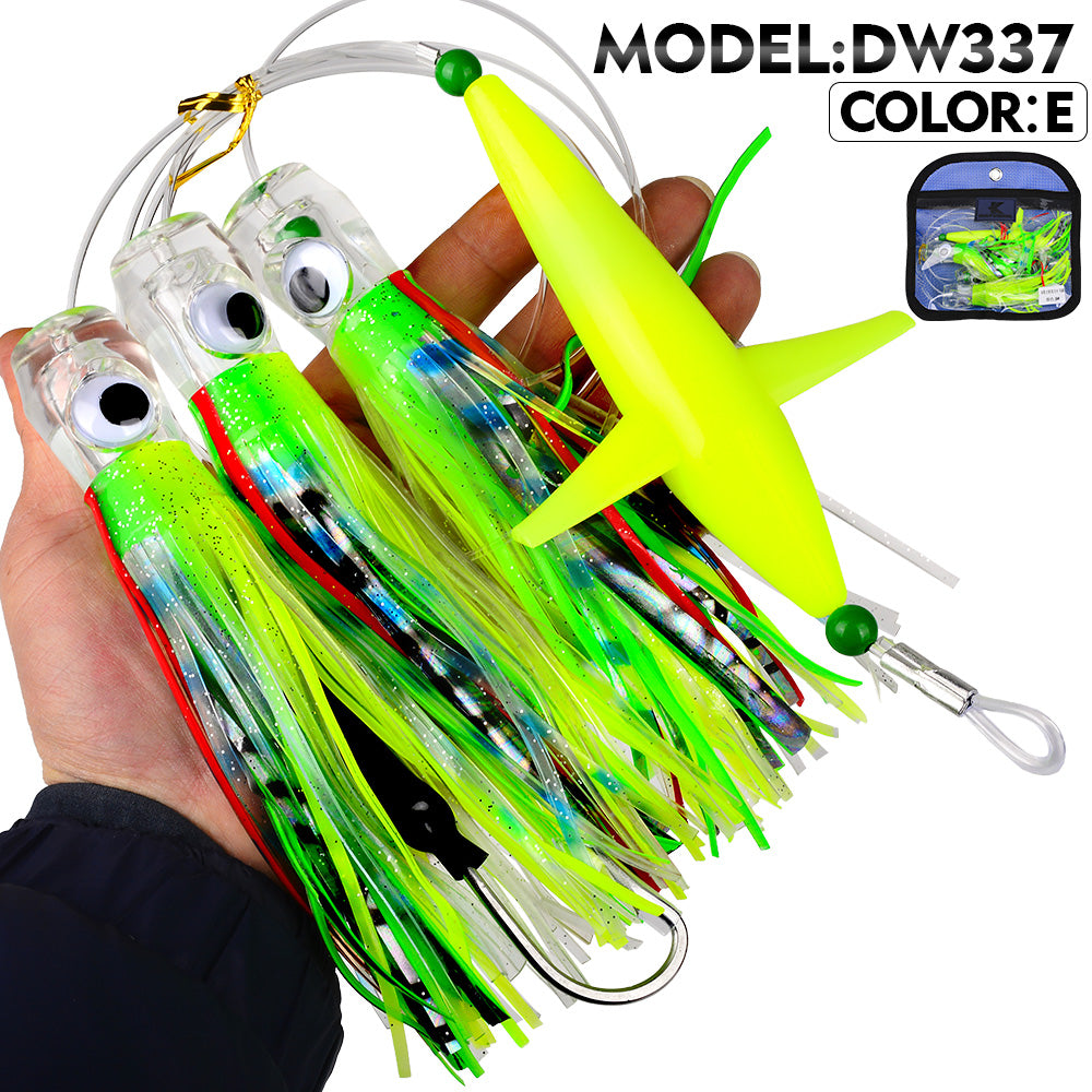 KATYUSHA Offshore Big Game Trolling Rig, Dolphin + Squid Skirt Design, Lead Head Hook