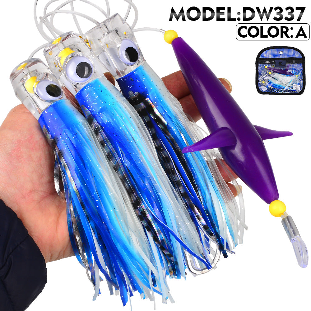 KATYUSHA Offshore Big Game Trolling Rig, Dolphin + Squid Skirt Design, Lead Head Hook