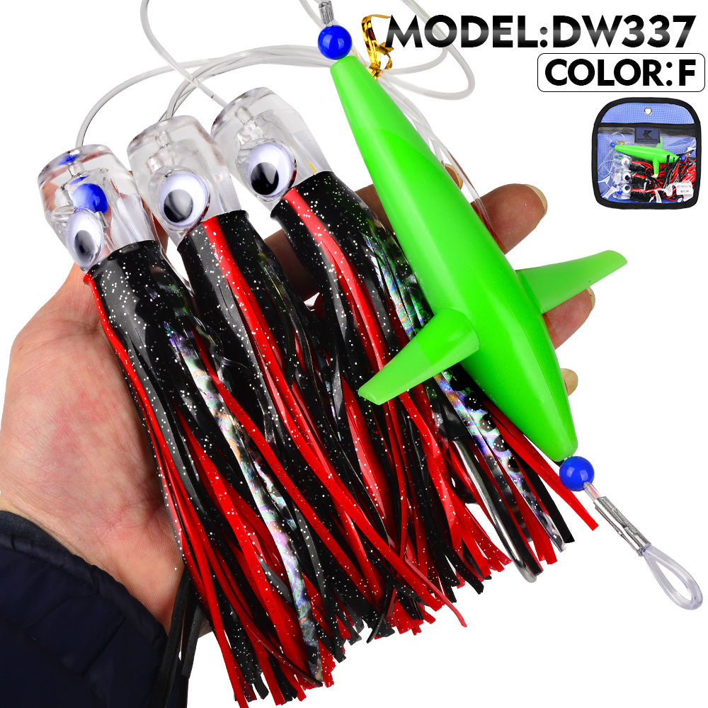 KATYUSHA Offshore Big Game Trolling Rig, Dolphin + Squid Skirt Design, Lead Head Hook