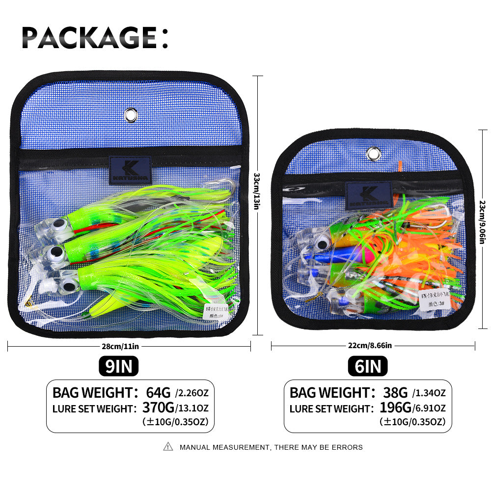 KATYUSHA Offshore Big Game Trolling Rig, Dolphin + Squid Skirt Design, Lead Head Hook