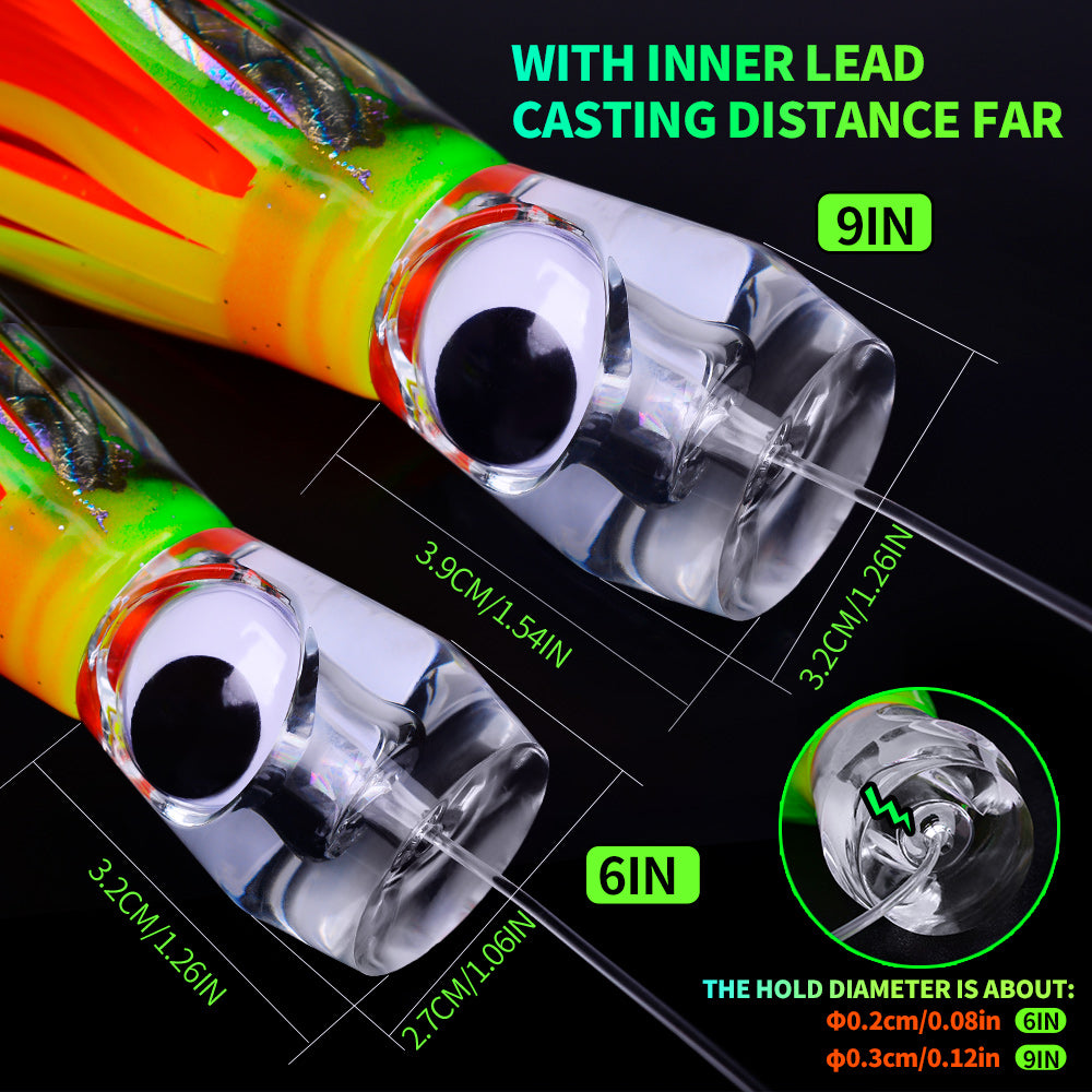 KATYUSHA Offshore Big Game Trolling Rig, Dolphin + Squid Skirt Design, Lead Head Hook