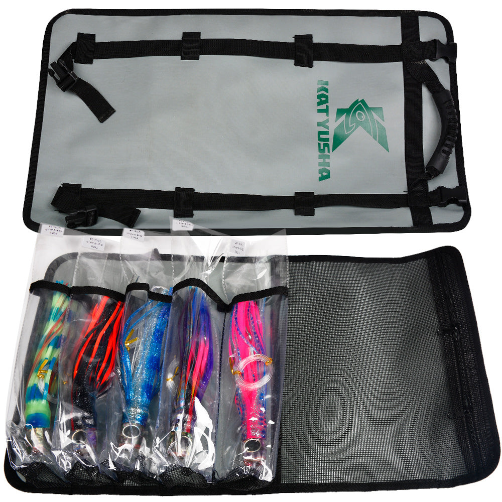 KATYUSHA Trolling Lure Set, 5PCS/ Set, 9/ 11/ 14in, Round/ Pointed Head, with Storage Bag