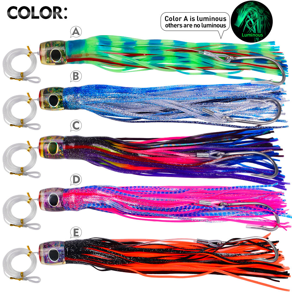 KATYUSHA Trolling Lure Set, 5PCS/ Set, 9/ 11/ 14in, Round/ Pointed Head, with Storage Bag