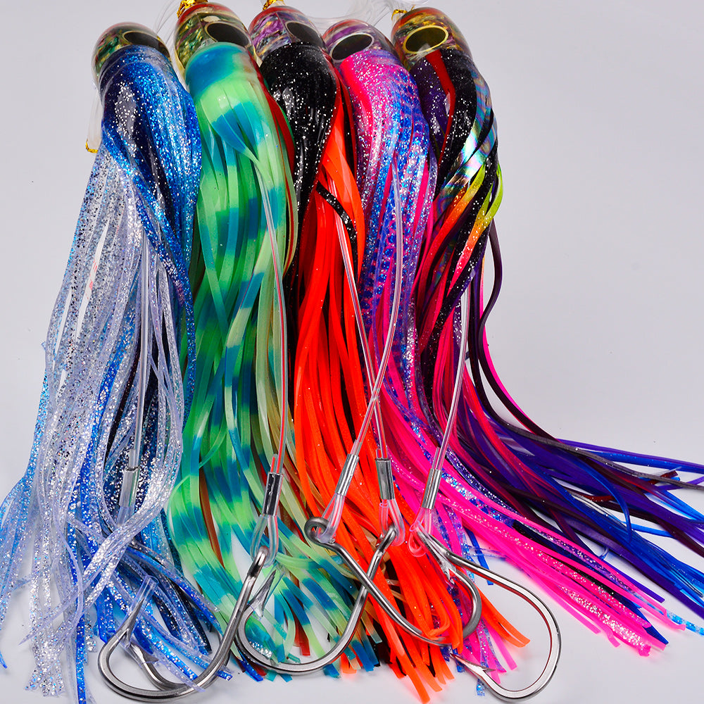 KATYUSHA Trolling Lure Set, 5PCS/ Set, 9/ 11/ 14in, Round/ Pointed Head, with Storage Bag