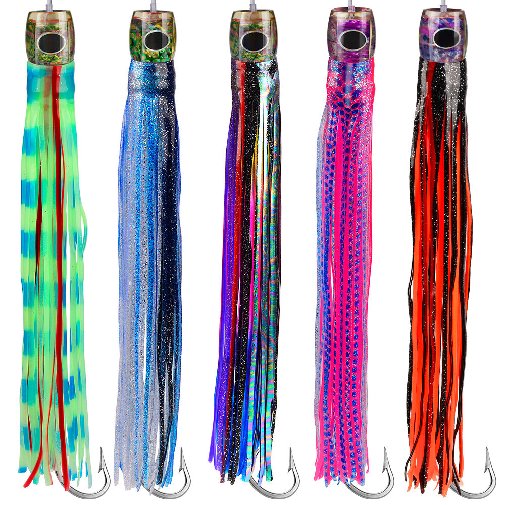 KATYUSHA Trolling Lure Set, 5PCS/ Set, 9/ 11/ 14in, Round/ Pointed Head, with Storage Bag