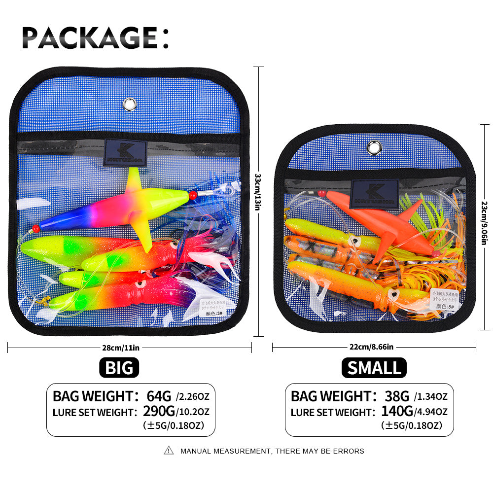 KATYUSHA Offshore Trolling Rig, Orange Dolphin Teaser + Squid Skirts, Pre-Rigged Lead Hook, 6 Colors