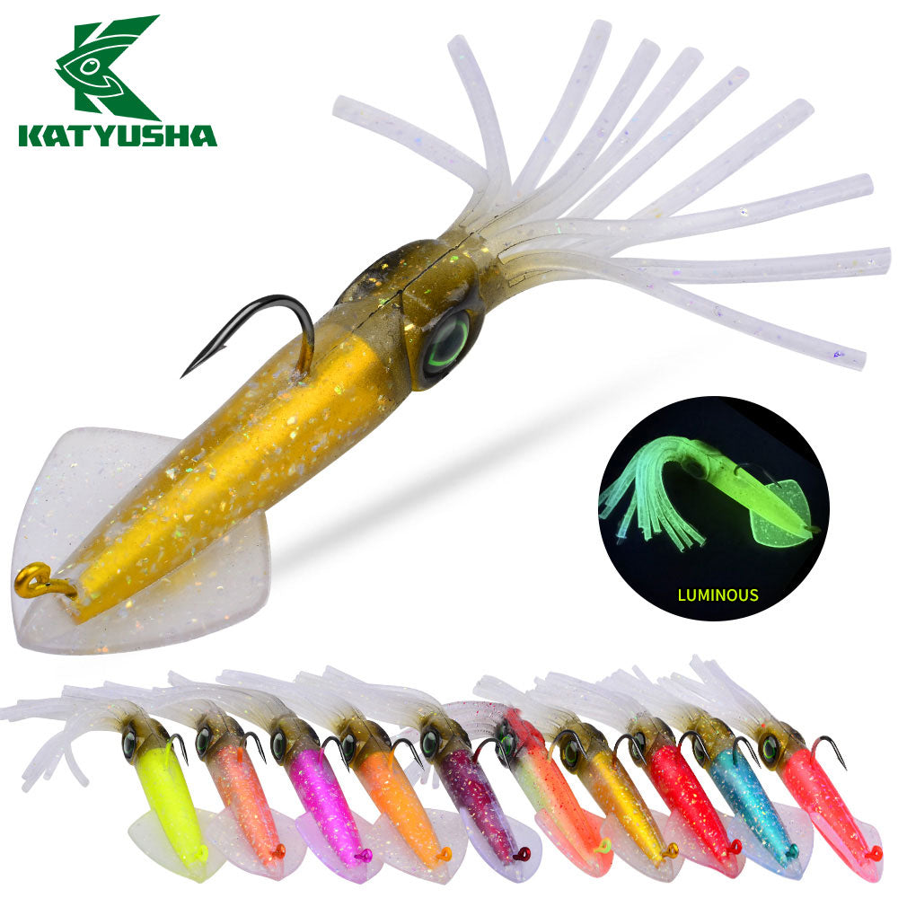 KATYUSHA Squid Lead Jig Lure, 35.5g/ 47.2g/ 13.5cm, Pre-Rigged Single Hook