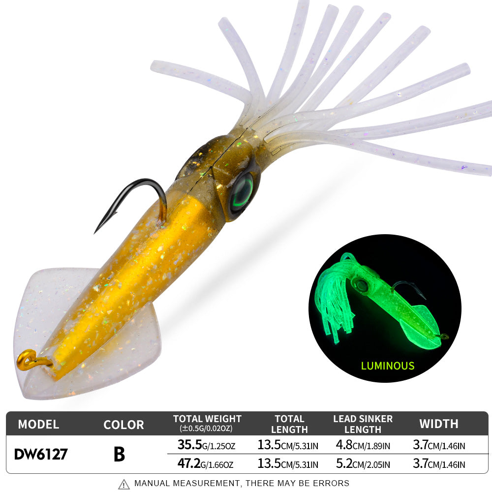 KATYUSHA Squid Lead Jig Lure, 35.5g/ 47.2g/ 13.5cm, Pre-Rigged Single Hook