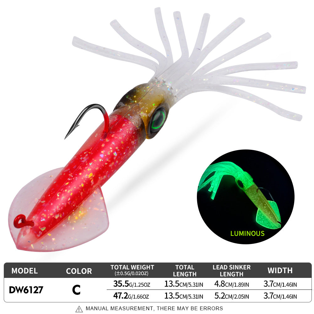 KATYUSHA Squid Lead Jig Lure, 35.5g/ 47.2g/ 13.5cm, Pre-Rigged Single Hook