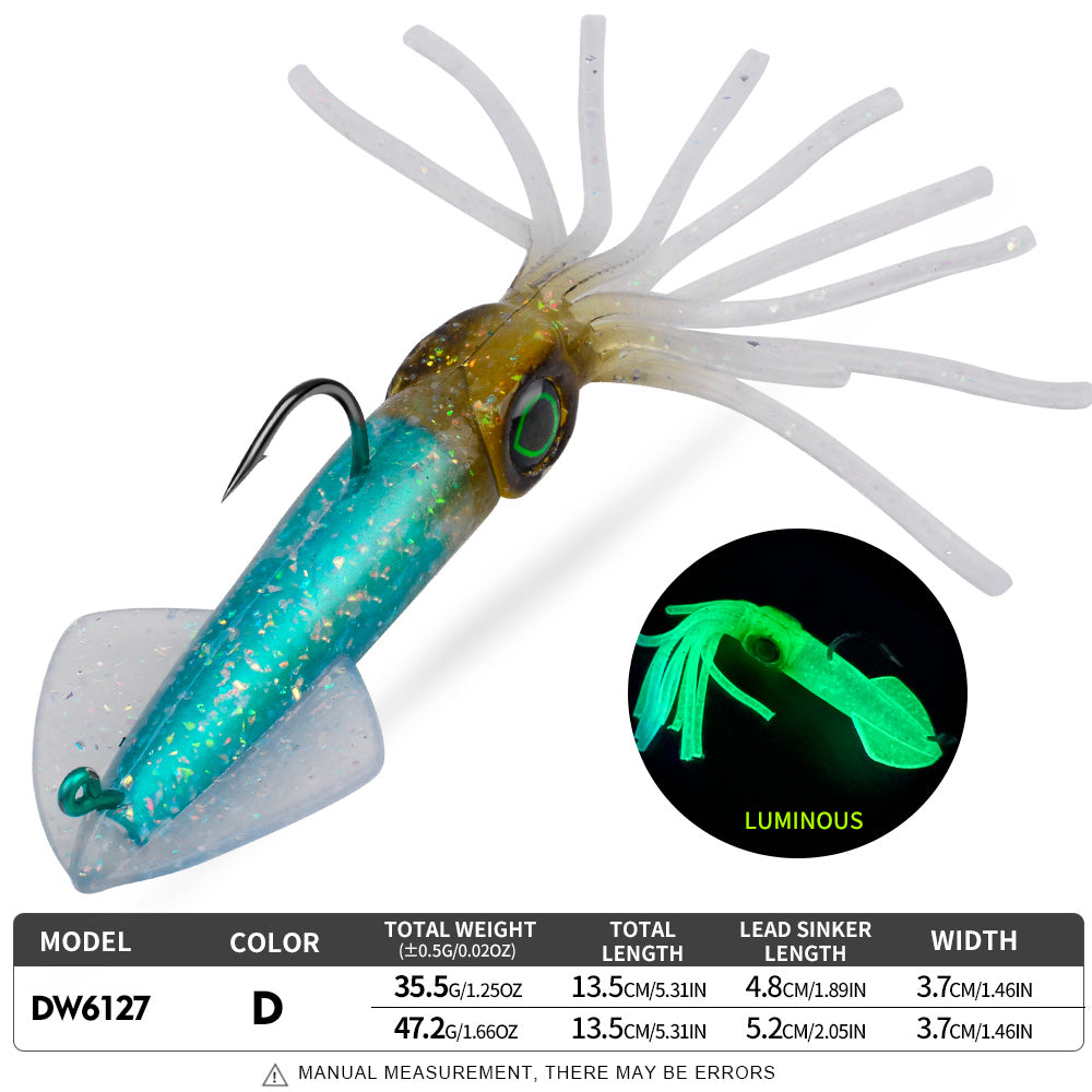 KATYUSHA Squid Lead Jig Lure, 35.5g/ 47.2g/ 13.5cm, Pre-Rigged Single Hook