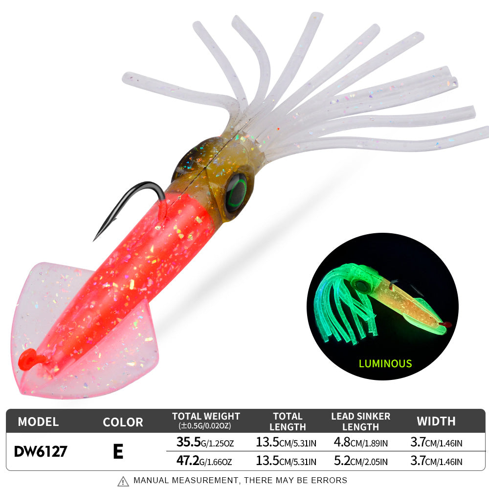 KATYUSHA Squid Lead Jig Lure, 35.5g/ 47.2g/ 13.5cm, Pre-Rigged Single Hook