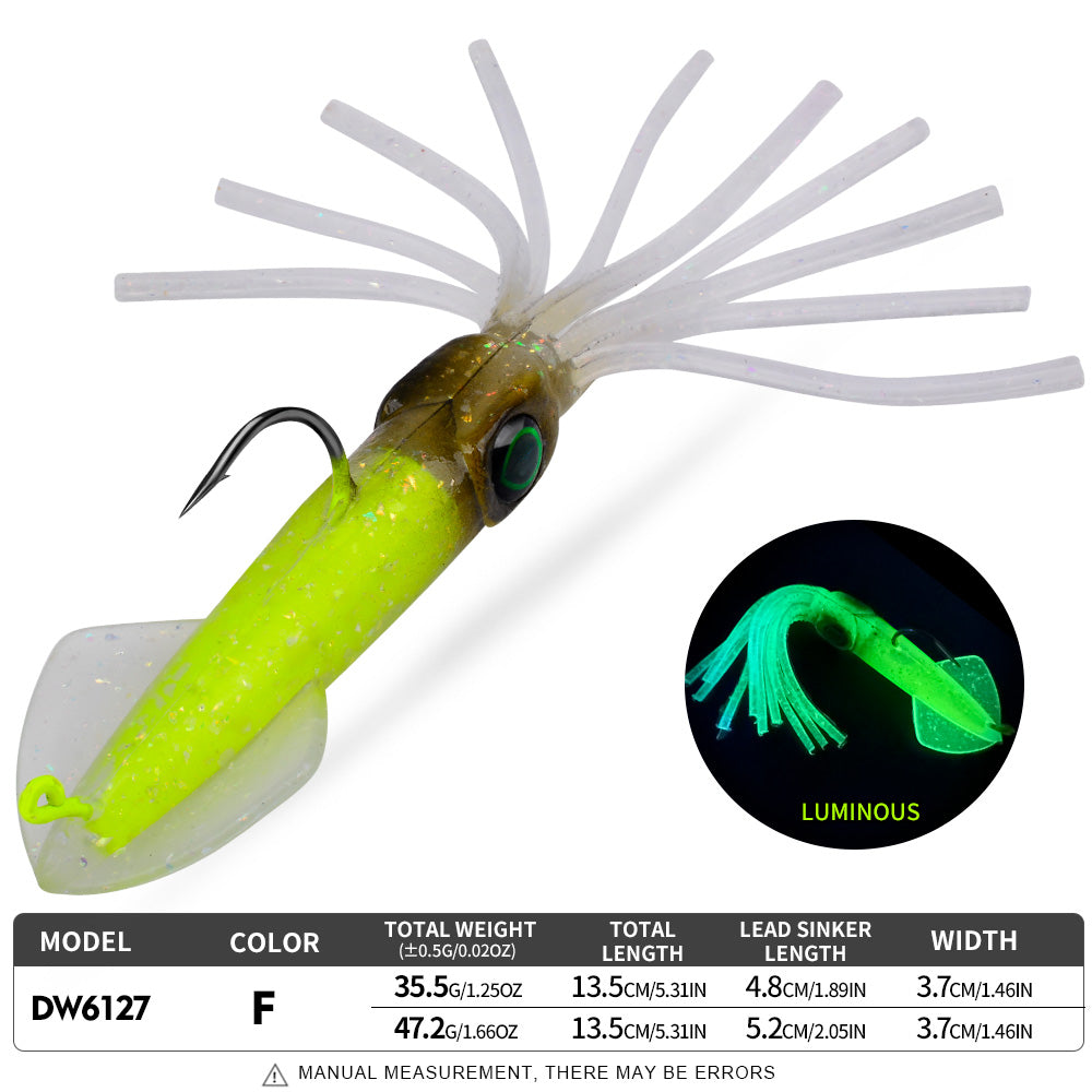 KATYUSHA Squid Lead Jig Lure, 35.5g/ 47.2g/ 13.5cm, Pre-Rigged Single Hook