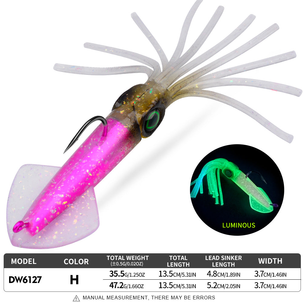 KATYUSHA Squid Lead Jig Lure, 35.5g/ 47.2g/ 13.5cm, Pre-Rigged Single Hook