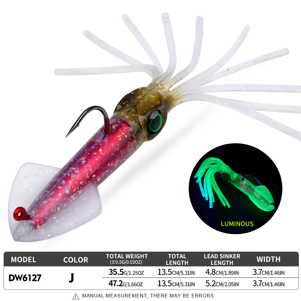 KATYUSHA Squid Lead Jig Lure, 35.5g/ 47.2g/ 13.5cm, Pre-Rigged Single Hook