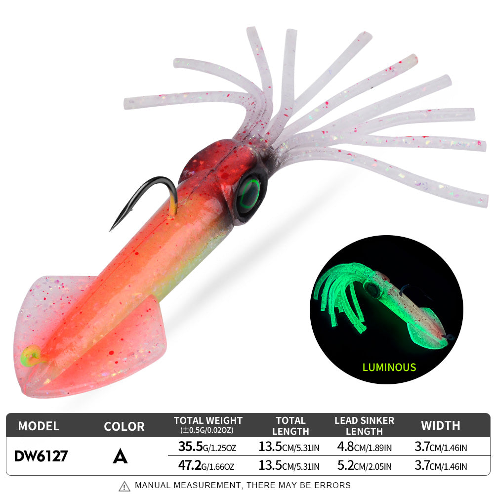 KATYUSHA Squid Lead Jig Lure, 35.5g/ 47.2g/ 13.5cm, Pre-Rigged Single Hook