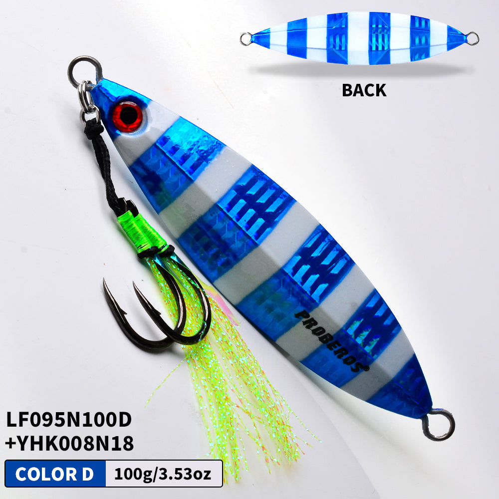 KATYUSHA 80g-100g-120g Glowing Sea Fishing Lure with Assist Hook Seawater Jigging Long Throw Metal Lure Lure Boat Fishing Bait