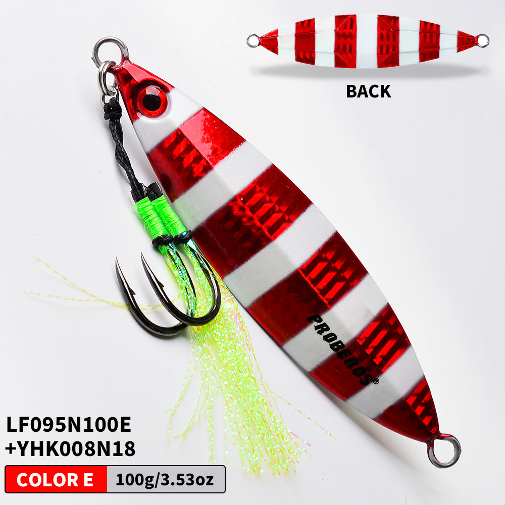 KATYUSHA 80g-100g-120g Glowing Sea Fishing Lure with Assist Hook Seawater Jigging Long Throw Metal Lure Lure Boat Fishing Bait