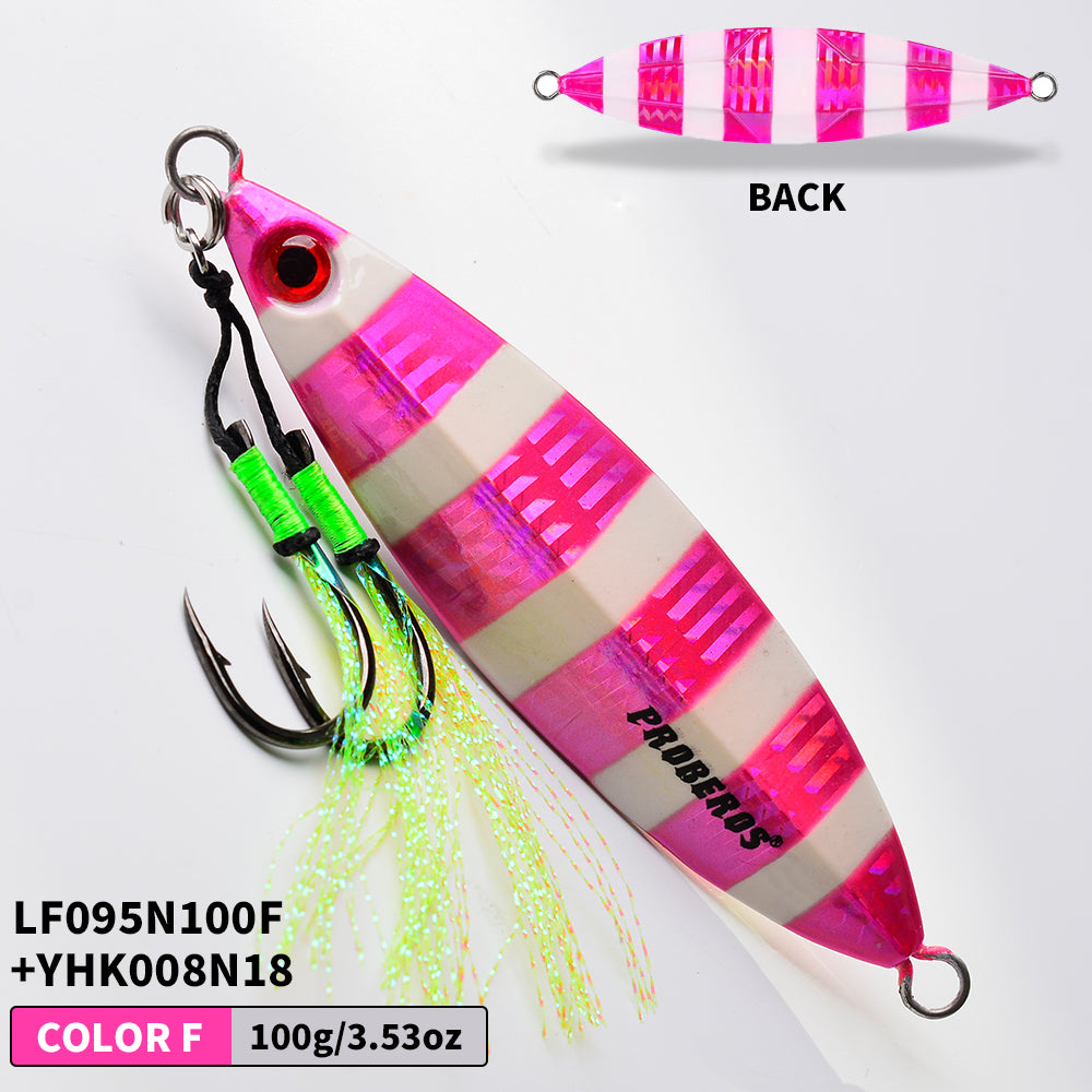 KATYUSHA 80g-100g-120g Glowing Sea Fishing Lure with Assist Hook Seawater Jigging Long Throw Metal Lure Lure Boat Fishing Bait
