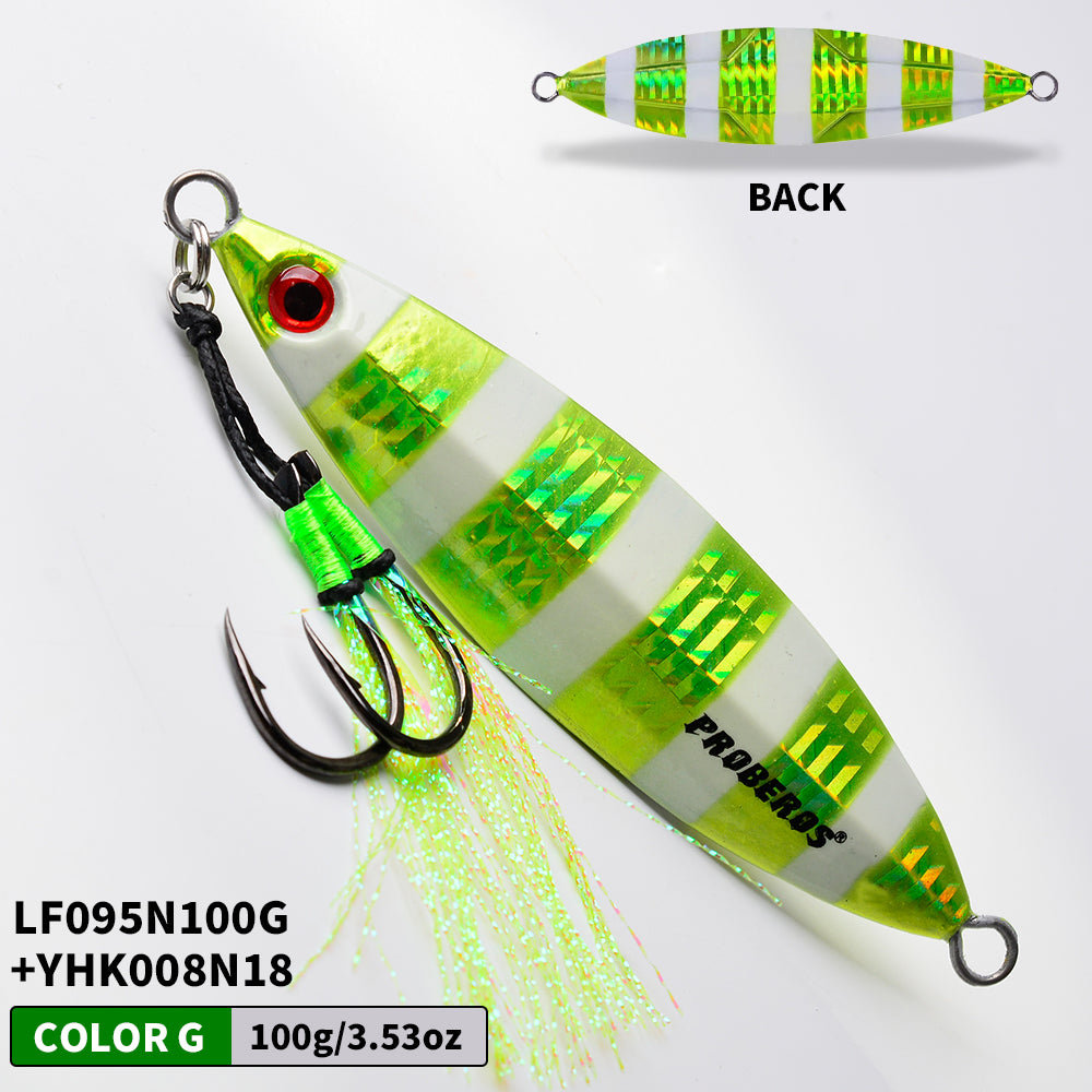 KATYUSHA 80g-100g-120g Glowing Sea Fishing Lure with Assist Hook Seawater Jigging Long Throw Metal Lure Lure Boat Fishing Bait
