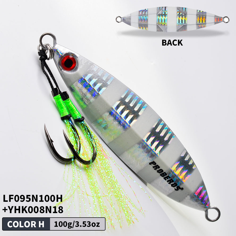 KATYUSHA 80g-100g-120g Glowing Sea Fishing Lure with Assist Hook Seawater Jigging Long Throw Metal Lure Lure Boat Fishing Bait
