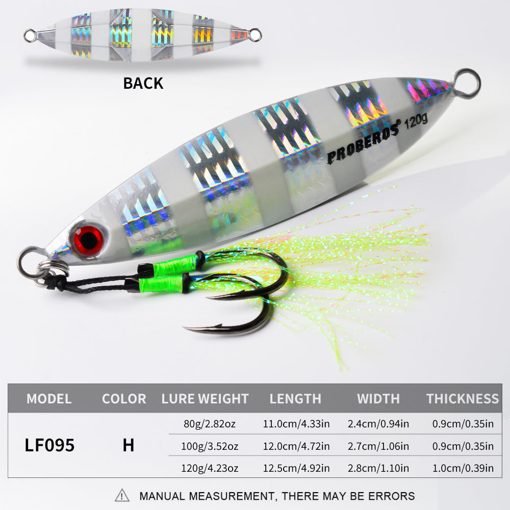 KATYUSHA 80g-100g-120g Glowing Sea Fishing Lure with Assist Hook Seawater Jigging Long Throw Metal Lure Lure Boat Fishing Bait
