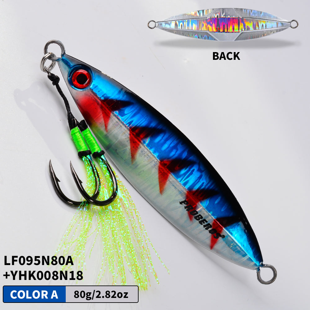 KATYUSHA 80g-100g-120g Glowing Sea Fishing Lure with Assist Hook Seawater Jigging Long Throw Metal Lure Lure Boat Fishing Bait